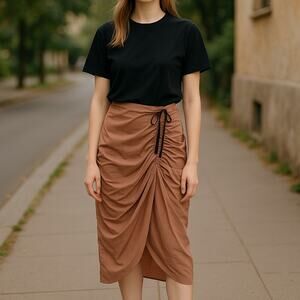 Lovers + Friends Ruched Tie Waist Pink Skirt